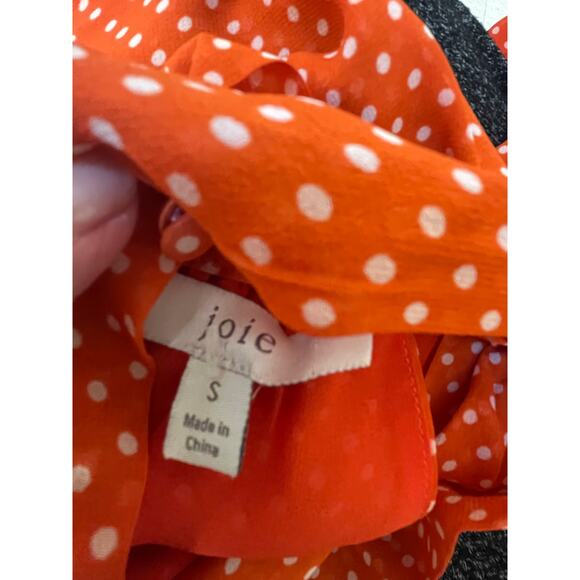 Joie Sleeveless Polka Dot Silk Blouse | Size S | Red & White Tie Neck Top - Picture 8 of 8